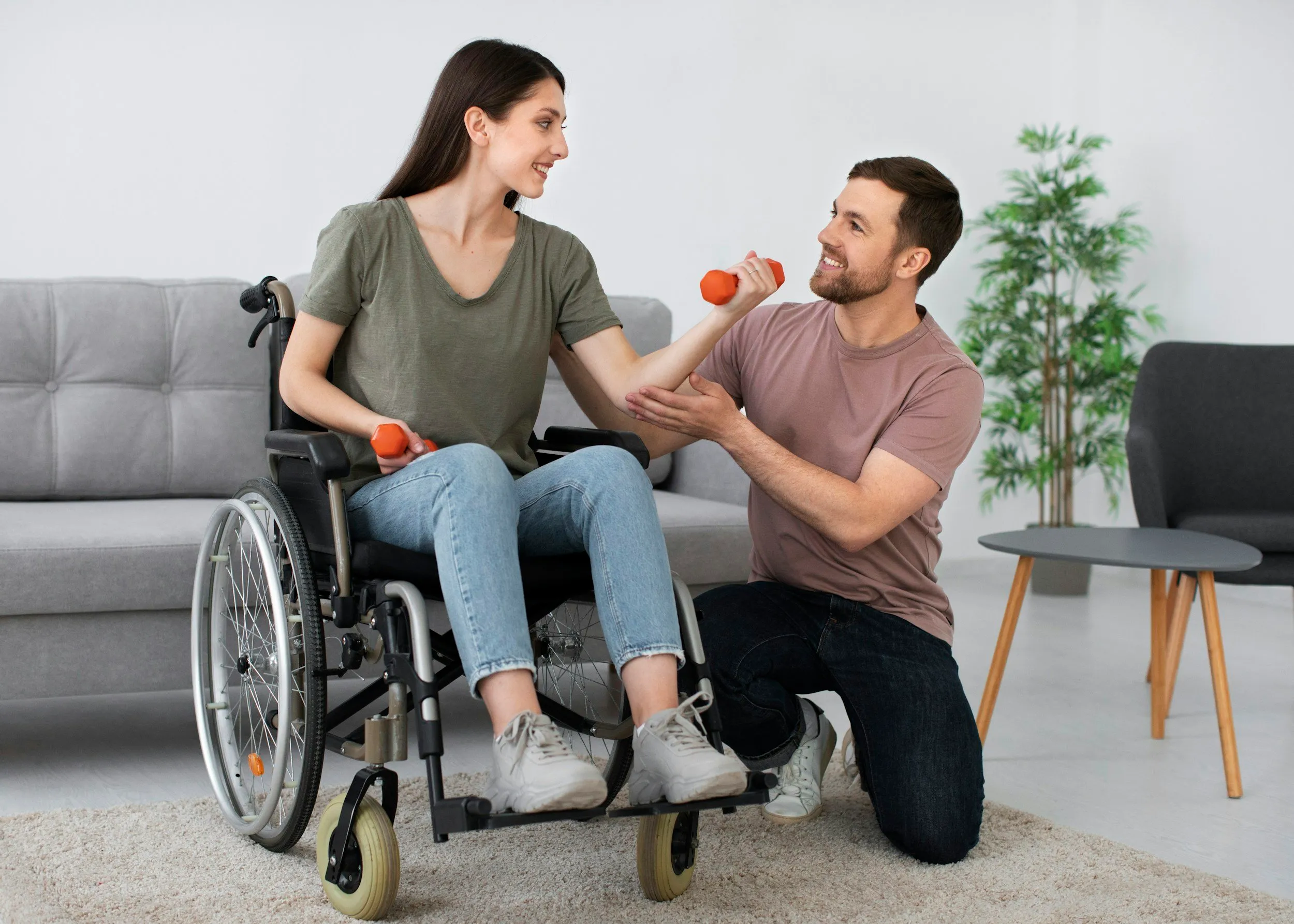 Caregiver supporting a client at home